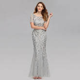 Vestido largo de fiesta gris con corte en A y largo hasta el suelo True Blossom de W&M